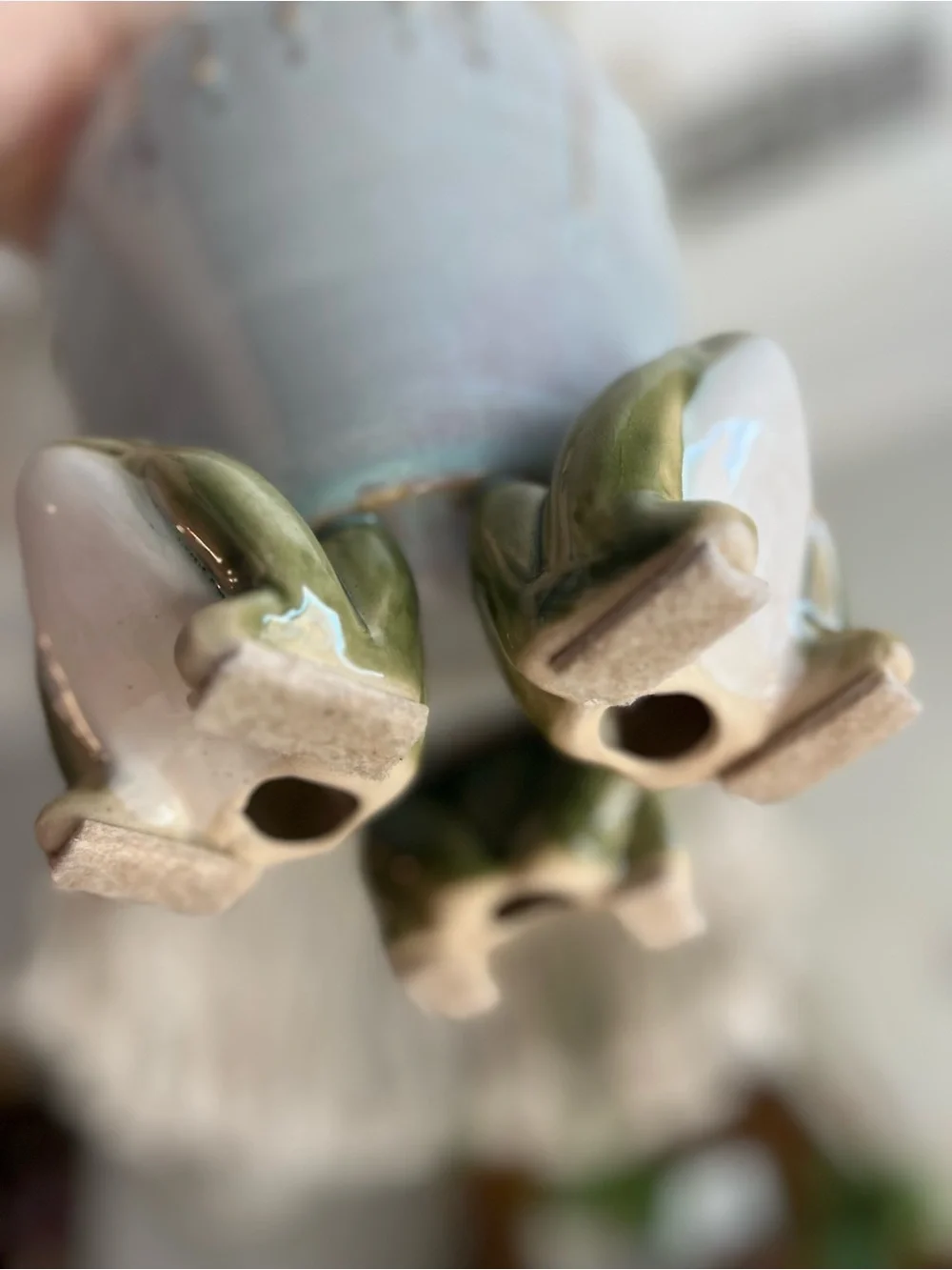 Vintage Studio Pottery Frog Foot Vase Handmade Ceramic Art Cottagecore Woodland